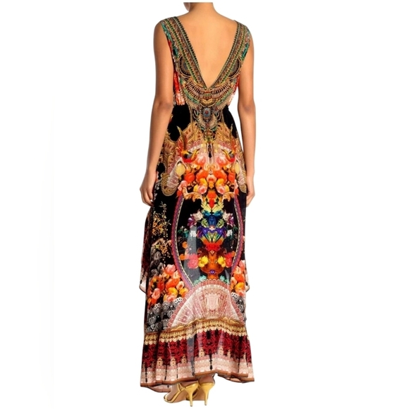 NWT Shahida Parides Luxury Embellished Multi-color Asymmetrical Hi-Lo Dress- M/L - Picture 2 of 16